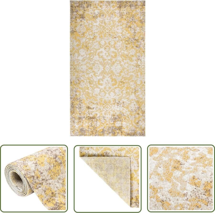 The Living Store Buitenkleed platgeweven 115x170 cm geel Vloerkleden Outdoor Tapijt Patio Dekens Veranda Kleden Yellow Carpet