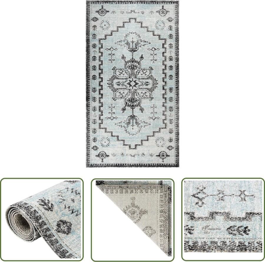 The Living Store Buitenkleed platgeweven 115x170 cm groen en grijs Tuintapijt Buitentapijt Patio Tapijten Veranda Tapijt Groene Tapijten