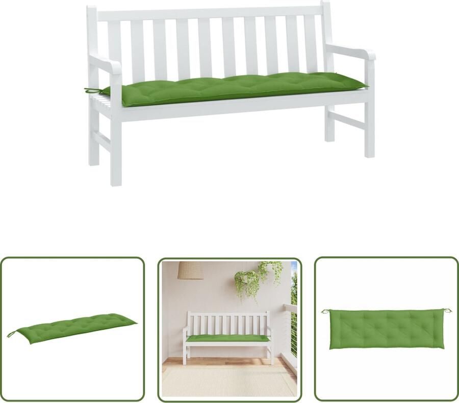 The Living Store Tuinbankkussen 150 x 50 x 7 cm Polyester Groen Anti-slip Design Tuinbankkussen Buitenkussen Balkondecoratie Lounge Set Tuinset