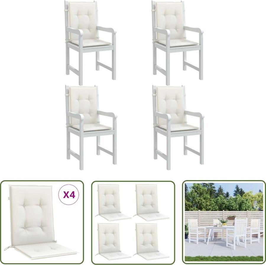 The Living Store Stoelkussens Buitengebruik 100 x 50 x 4 cm GemÃªleerd crème Stoelkussens Buitentoebehoor Tuinkussens Lounge Set Accessoires Comfortabel Zitten