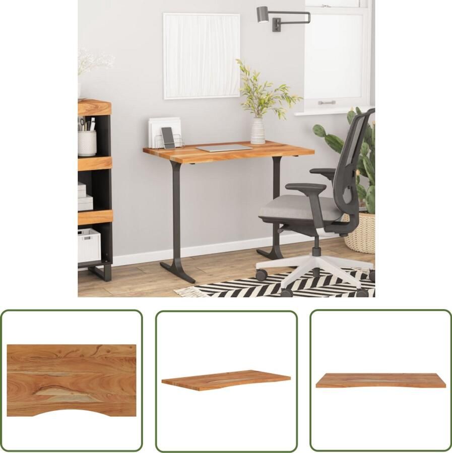 The Living Store Bureaublad rechthoekig 80x50x2 5 cm massief acaciahout Houten Bureau Blad Bureau Accessoires Acaciahout Massief Hout Ergonomische Werkplek