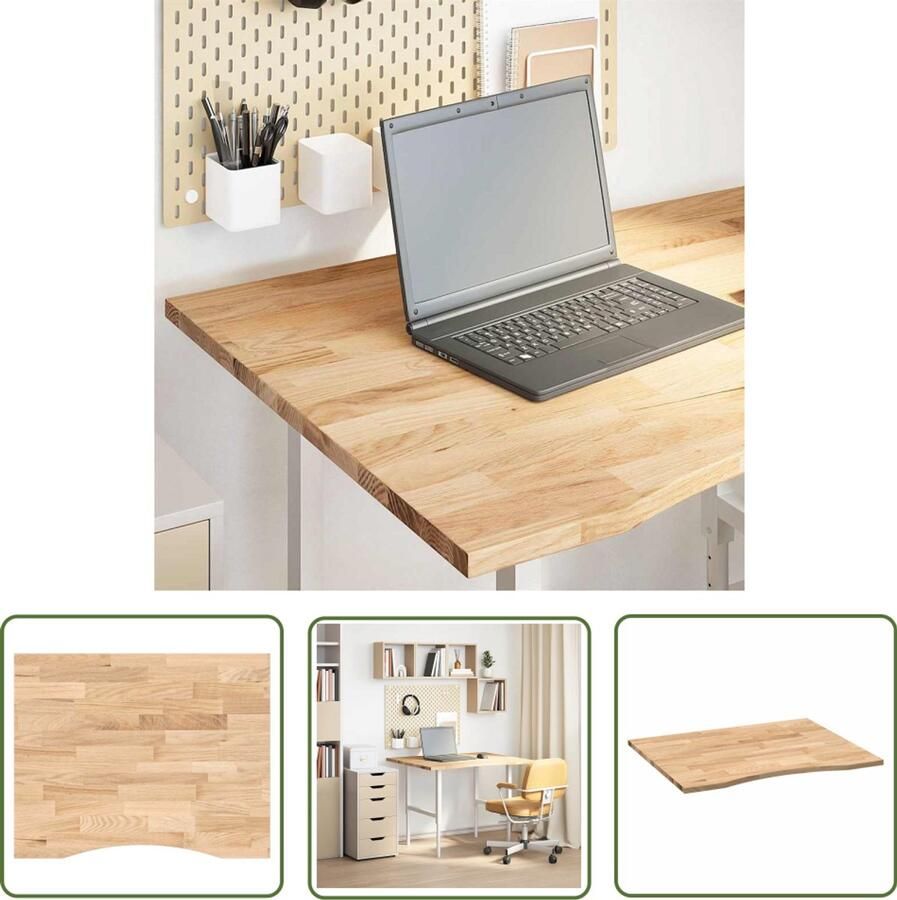 The Living Store Bureaublad rechthoekig 100x80x2 5 cm onbehandeld eikenhout Eikenhouten Bureau Blad Rechte Bureautafel Bureau Accessoires Kantoor Benodigdheden