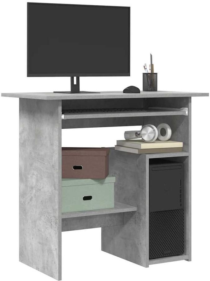The Living Store Bureau Betongrijs 80 x 45 x 74 cm Hoogwaardig spaanplaat Kantoormeubel Bureau Home Office Werken Vanuit Huis Laptop Tafel - Foto 4