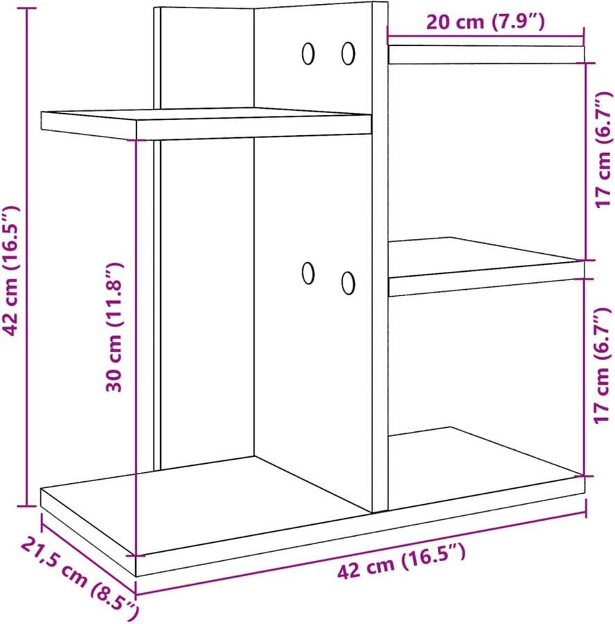 VidaXL Bureau organiser 42x21 5x42 cm bewerkt hout wit
