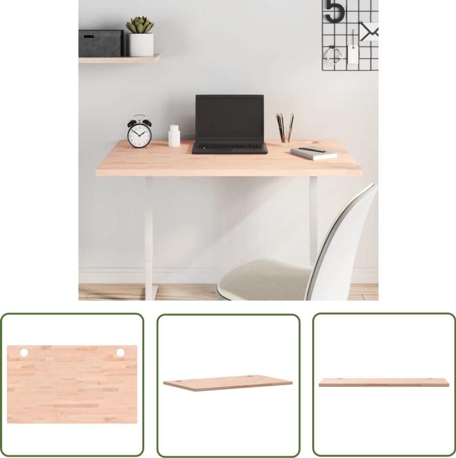 VidaXL Bureaublad 100x60x2 5 cm massief beukenhout Bureau Bureaublad Beukenhout Houten Bureau Kantoormeubilair