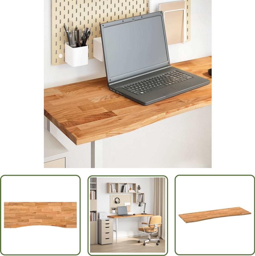 The Living Store Bureaublad rechthoekig 140x50x2 5 cm eikenhout lichtbruin Eikenhouten Bureau Bureaublad Bureau Tafel Thuiswerkplek Ergonomisch Bureau