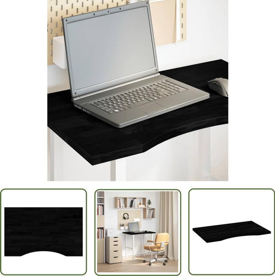 The Living Store Bureaublad rechthoekig 80x60x2 5 cm eikenhout donkerbruin Eikenhouten Bureau Bureaublad Donkere Kleur Rechte Vorm Modern Bureau