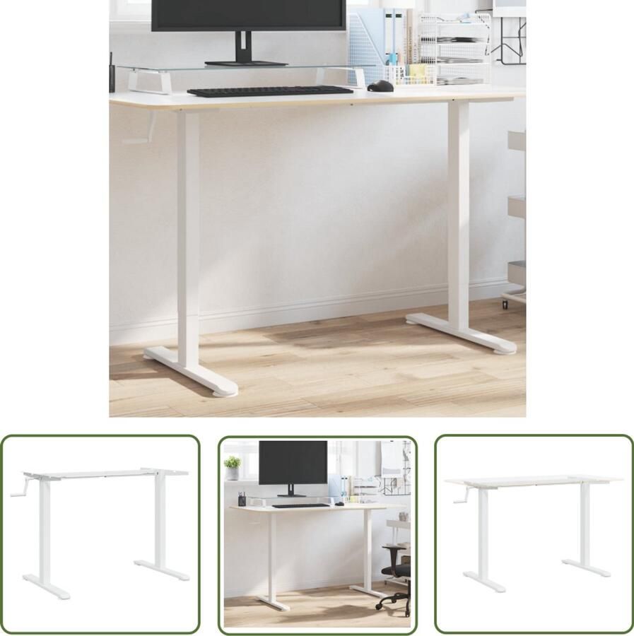 VidaXL Bureauframe Zit-sta Bureau Zit-sta bureauframe (94-135)x60x(70-114) cm staal wit Elektrisch Bureau Ergonomische Werkplek Home Office