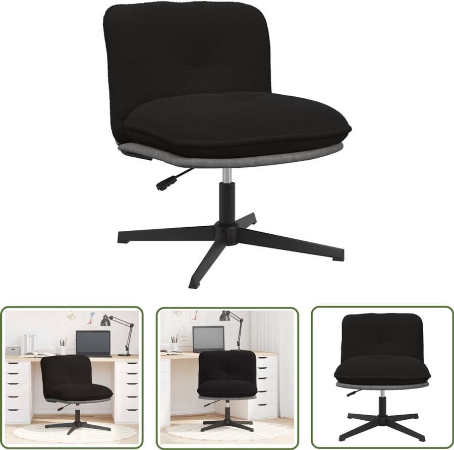 VidaXL Bureaustoel Draaibare Kantoorstoel Bureaustoel zwart gekrulde wolachtige stof Zwarte Kantoorstoel Ergonomische Stoel Comfortabele Stoel