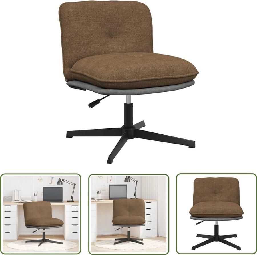 The Living Store Kantoorstoel draaibaar stof taupe Kantoormeubel Bureaustoel Draaibare Stoel Comfortabele Stoel Taupe Stoel