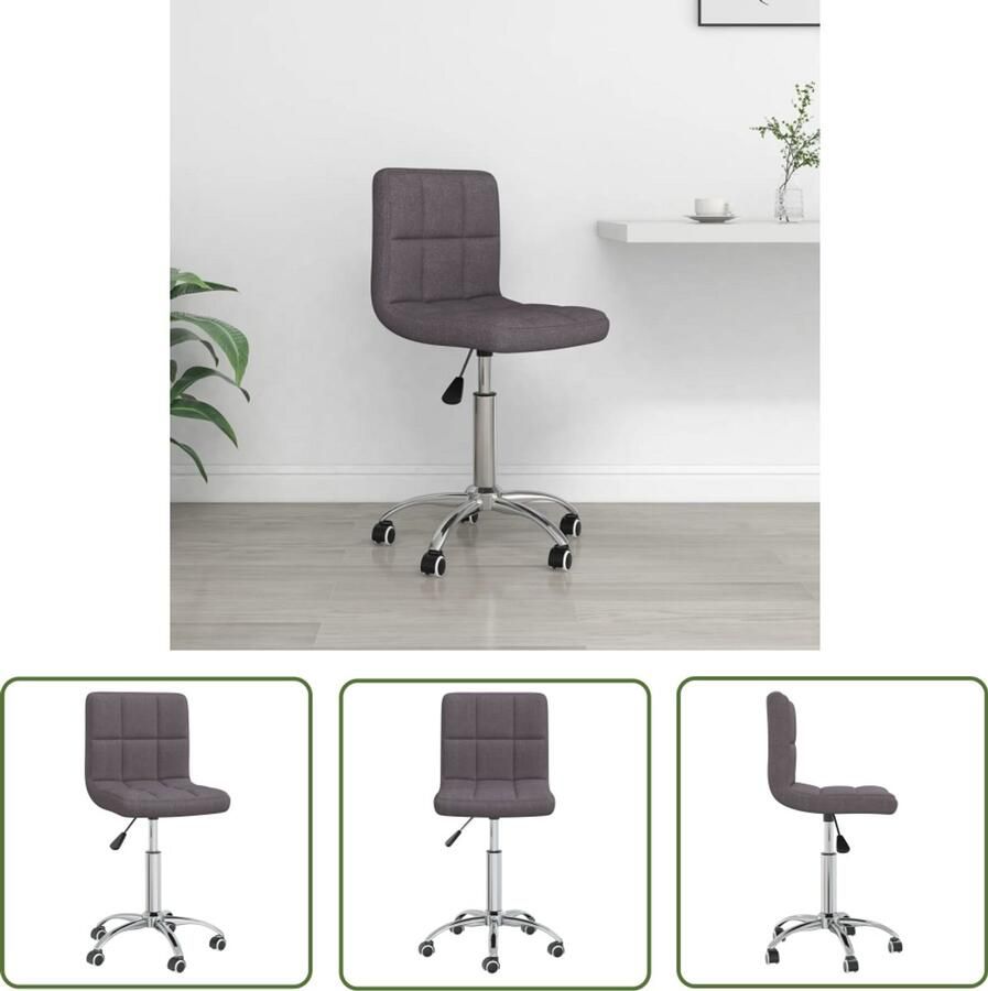 The Living Store Kantoorstoel draaibaar stof taupe Kantoorsstoel Bureaustoel Ergonomische Stoel Draaibare Stoel Verstelbare Stoel