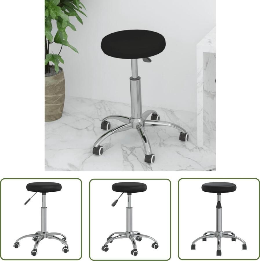 The Living Store Kantoorstoel draaibaar kunstleer zwart Kantoorstoel Bureaustoel Kunstleder Zwarte Stoel Ergonomische Stoel