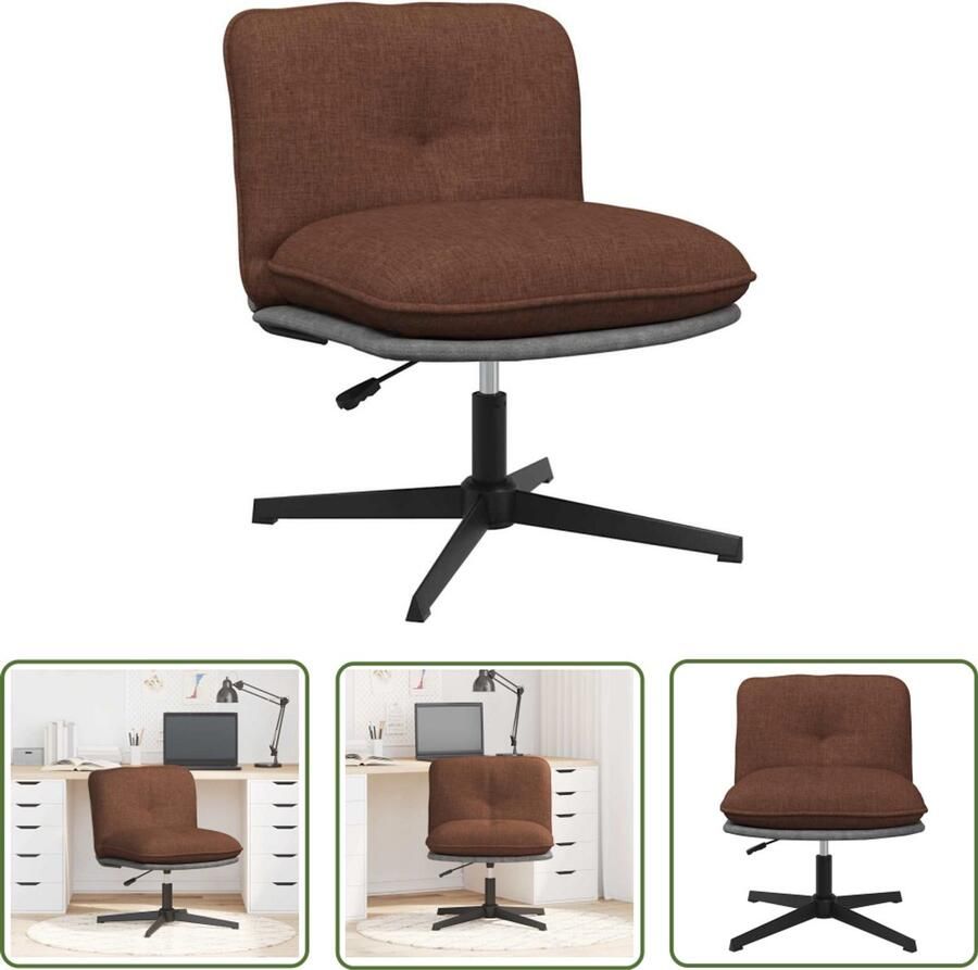 VidaXL Kantoorstoel draaibaar stof bruin Kantoorstoel Bureaustoel Draaiend Leerlook Kunstleder