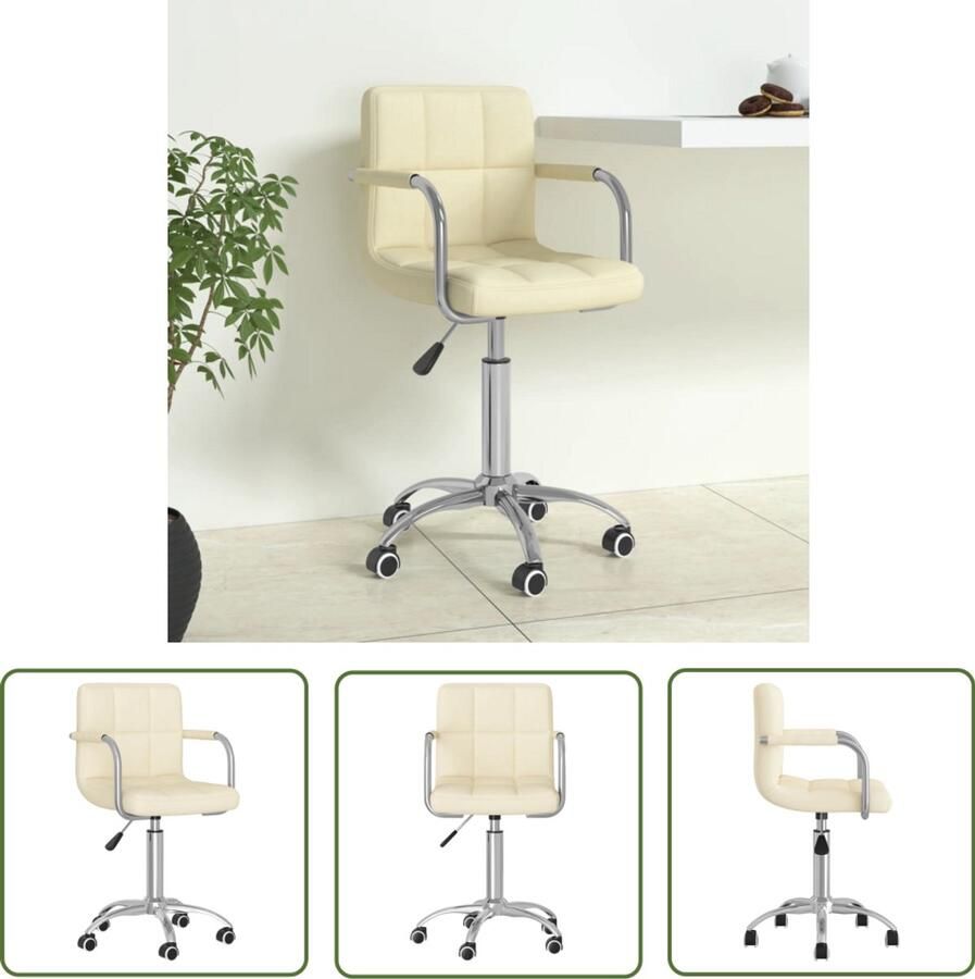 The Living Store Kantoorstoel draaibaar stof crèmekleurig Kantoorstoel Bureaustoel Draaibare Stoel Stofstoelen Crèmekleurige Stoel