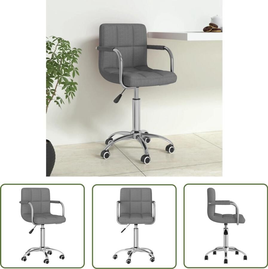 The Living Store Kantoorstoel draaibaar stof lichtgrijs Kantoorstoel Bureaustoel Draaibare Stoel Ergonomische Stoel Stof Stoel