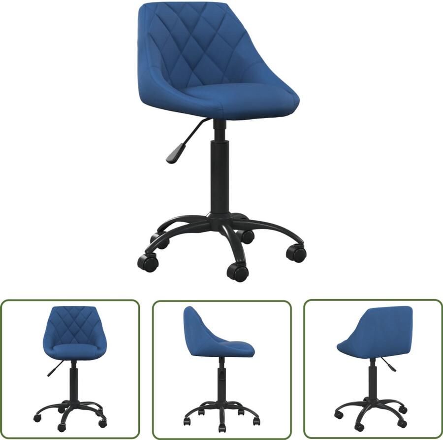 The Living Store Kantoorstoel fluweel blauw Kantoorstoel Bureaustoel Ergonomische Stoel Fluweel Stoel Blauwe Stoel