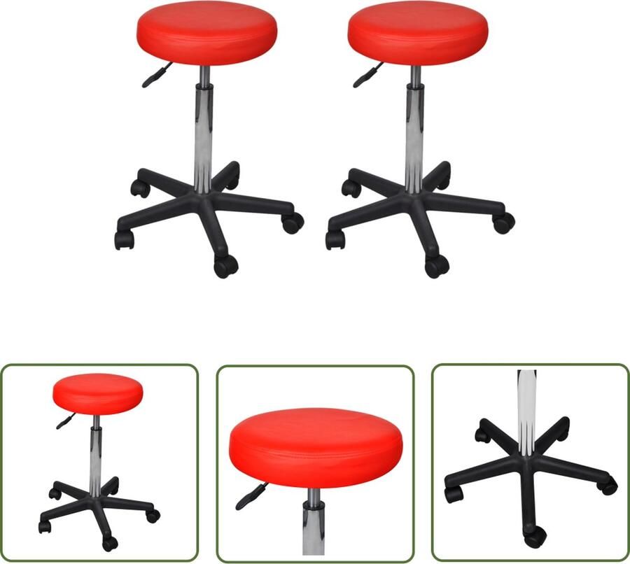 The Living Store Kantoorkruk Rood 35.5 x (64-84) cm verstelbaar 2 krukken Kantoorstoel Bureaustoel Ergonomische Stoel Computerstoel Zitzak - Foto 3
