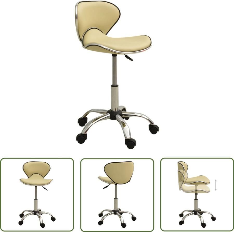 VidaXL Kantoorstoel Kunstleer Crèmekleurig Verstelbaar Kantoorstoel Bureaustoel Kunstleder Creme Kleur Verstelbare Hoogte