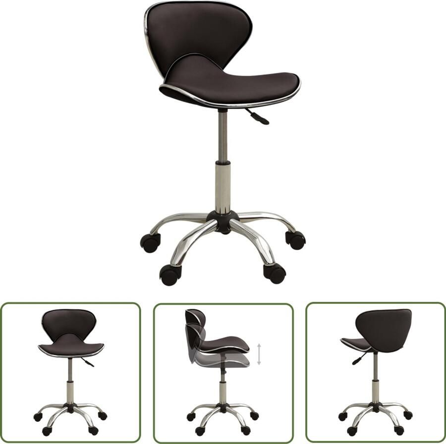 VidaXL Salonkruk Kunstleer Bruin Verstelbaar Salontafel Bureaustoel Kantoorstoel Werkkruk Bruine Stoel