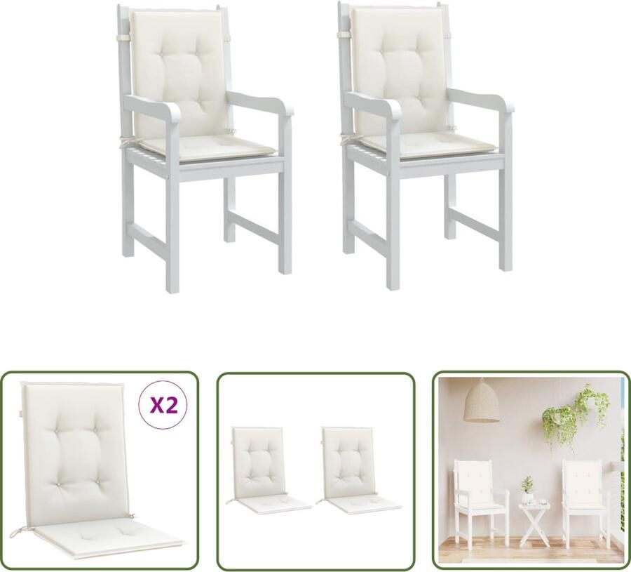 The Living Store Stoelkussens Comfort 100 x 50 x 4 GemÃªleerd crème â Anti-slip en UV-bestendigâ Stoelkussens Comfort Lounge Balkon Tuinstoel