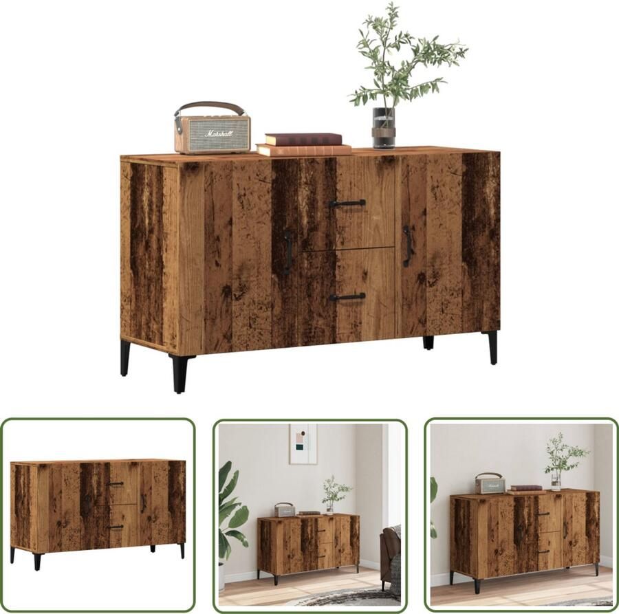 The Living Store Dressoir 100x36x60 cm bewerkt hout oud houtkleurig Dressoir Houten Dressoir Vintage Dressoir Landelijk Dressoir Opslagmeubels - Foto 2