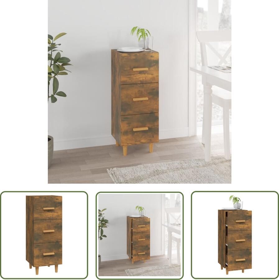 The Living Store Dressoir 34 5x34x90 cm bewerkt hout gerookt eiken Dressoir Houten Dressoir Vintage Dressoir Landelijk Dressoir Modern Dressoir