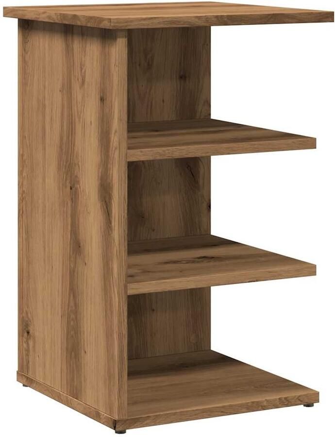 The Living Store Dressoir 35x35x55 cm bewerkt hout artisanaal eikenkleur Dressoir Opbergkast Salontafel Houten Meubilair Vintage Stijl