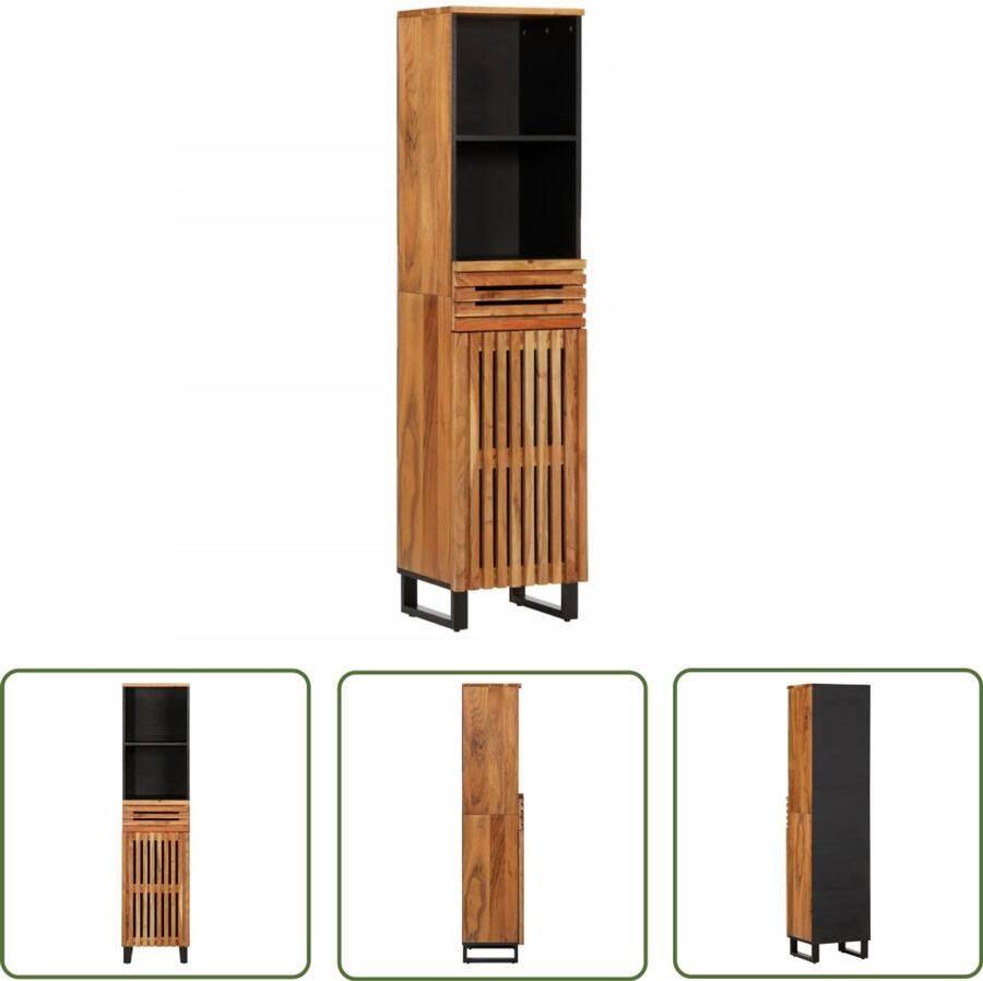 The Living Store Dressoir 38x34x160 cm massief acaciahout Dressoir Commode Industrieel Dressoir Houten Dressoir Vintage Dressoir