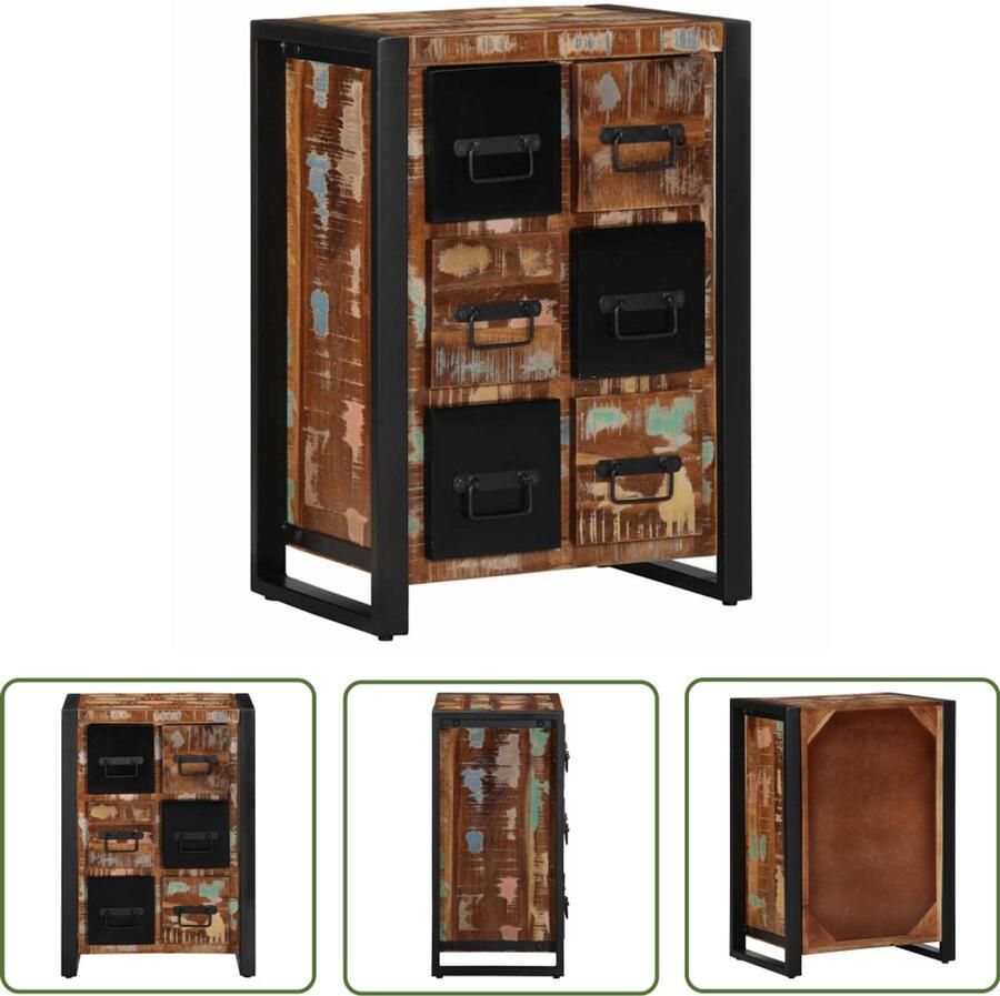 The Living Store Dressoir 50x35x70 cm massief gerecycled hout Dressoir Houten Dressoir Landelijk Dressoir Industrieel Dressoir Opbergmeubel