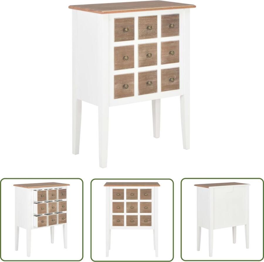 The Living Store Dressoir 54x30x80 cm massief hout wit Dressoir Commode Frans Design Landelijk Interieur Massief Hout