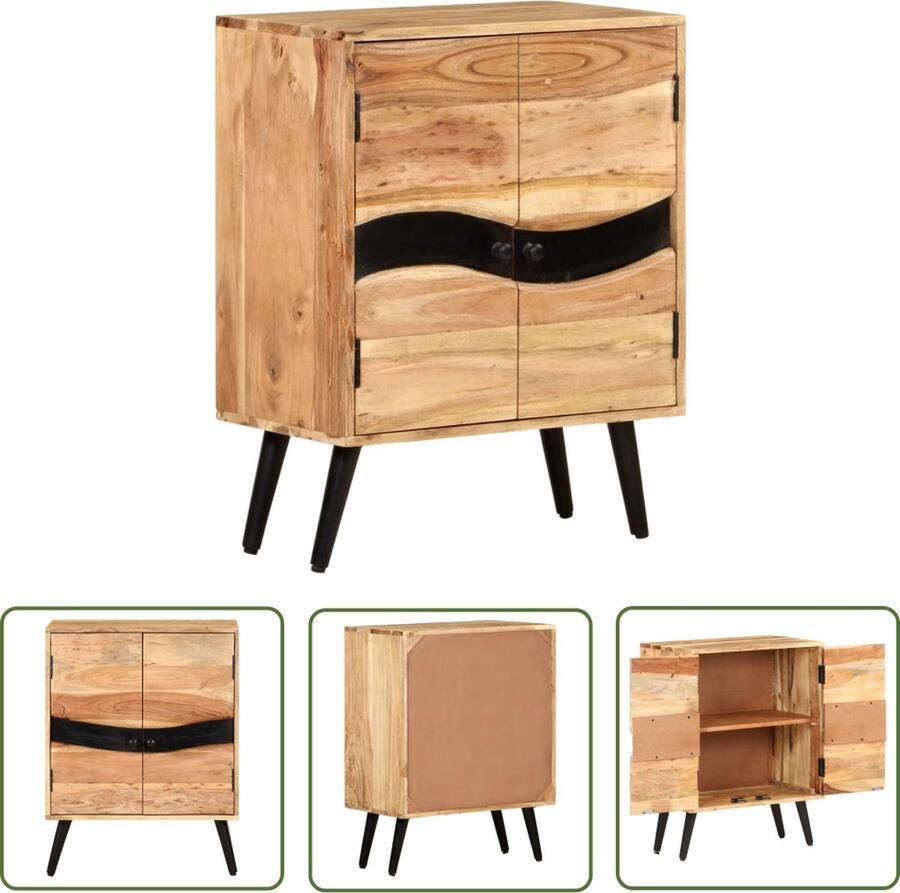 The Living Store Dressoir 57x34x75 cm massief acaciahout Dressoir Massief Hout Acaciahout Landelijk Wonen Vintage