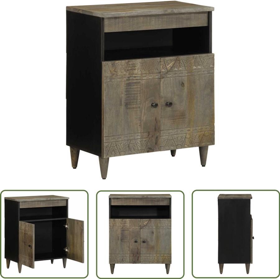 The Living Store Dressoir 60x33x75 cm massief mangohout Dressoir Commode Opbergkast Salontafel Mango Wood Furniture