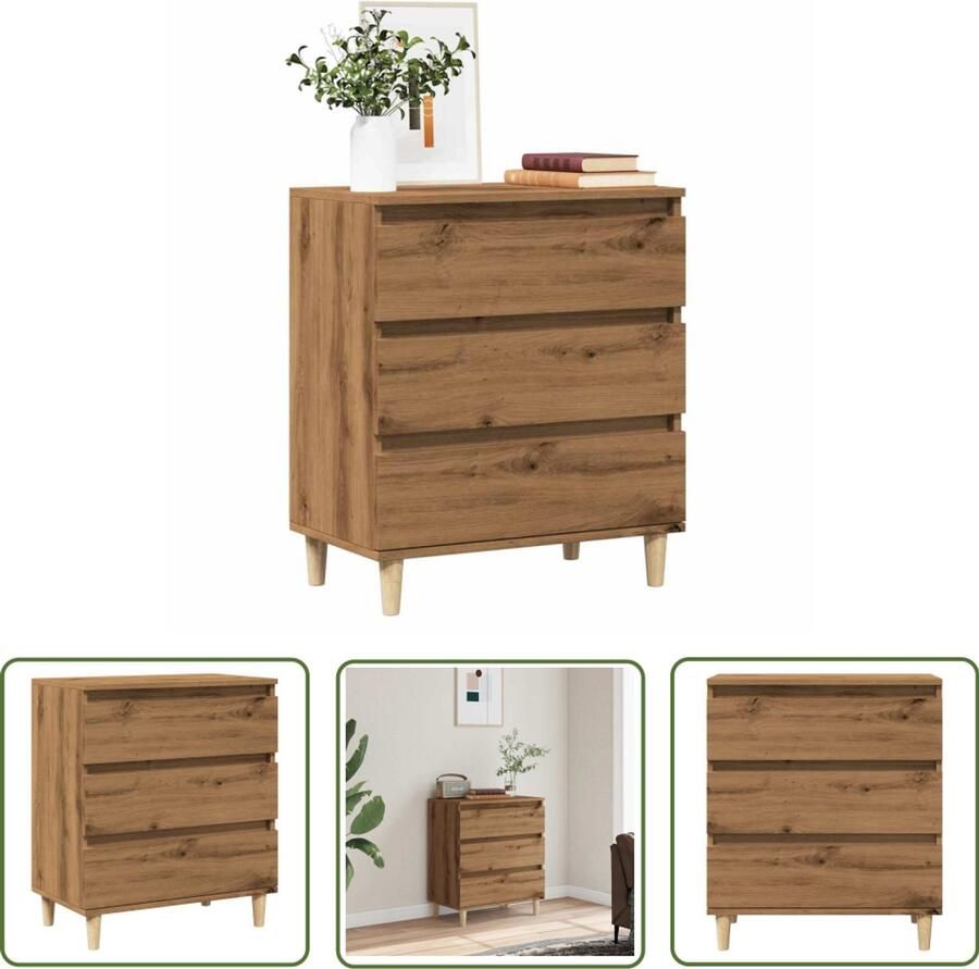 The Living Store Dressoir 60x35x70 cm bewerkt hout artisanaal eikenkleur Dressoir Tv-meubel Opbergkast Salontafel Hout Meubilair