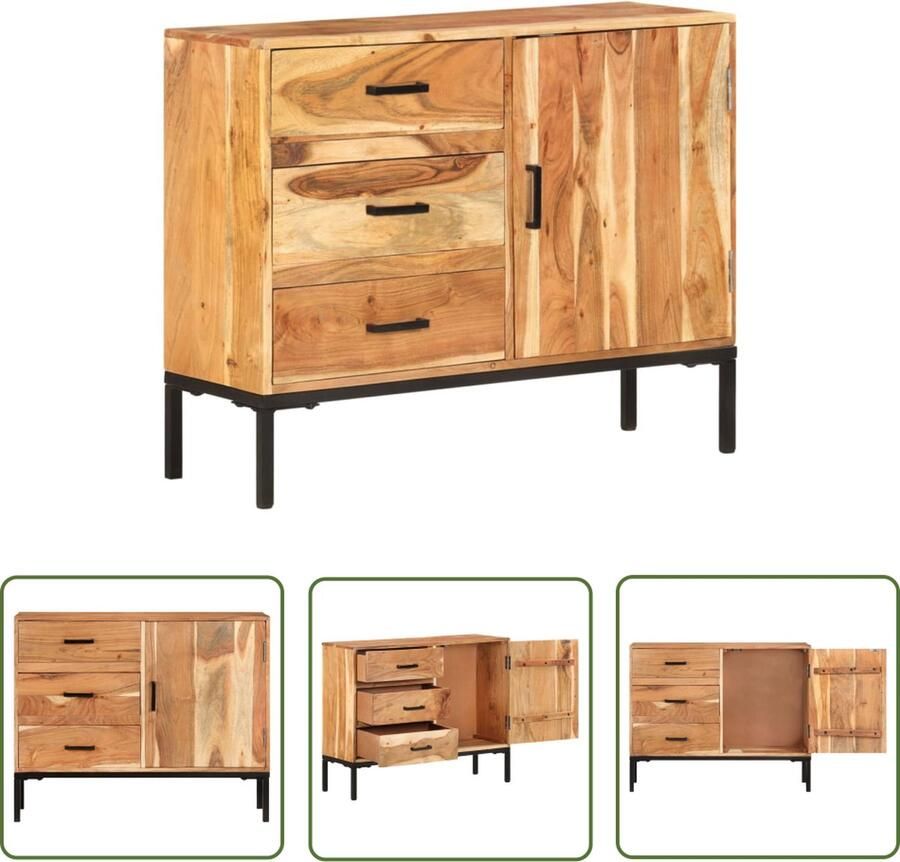 The Living Store Dressoir 88x30x73 cm massief acaciahout Dressoir Commode Meubilair Salontafel Woonkamermeubelen