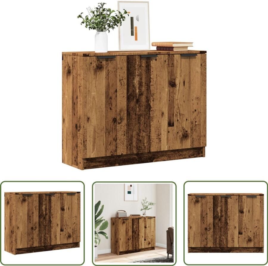 VidaXL Dressoir 90 5x30x70 cm bewerkt hout oud houtkleurig Dressoir Commode Opslagoplossing Vintage Style Landelijk Interieur