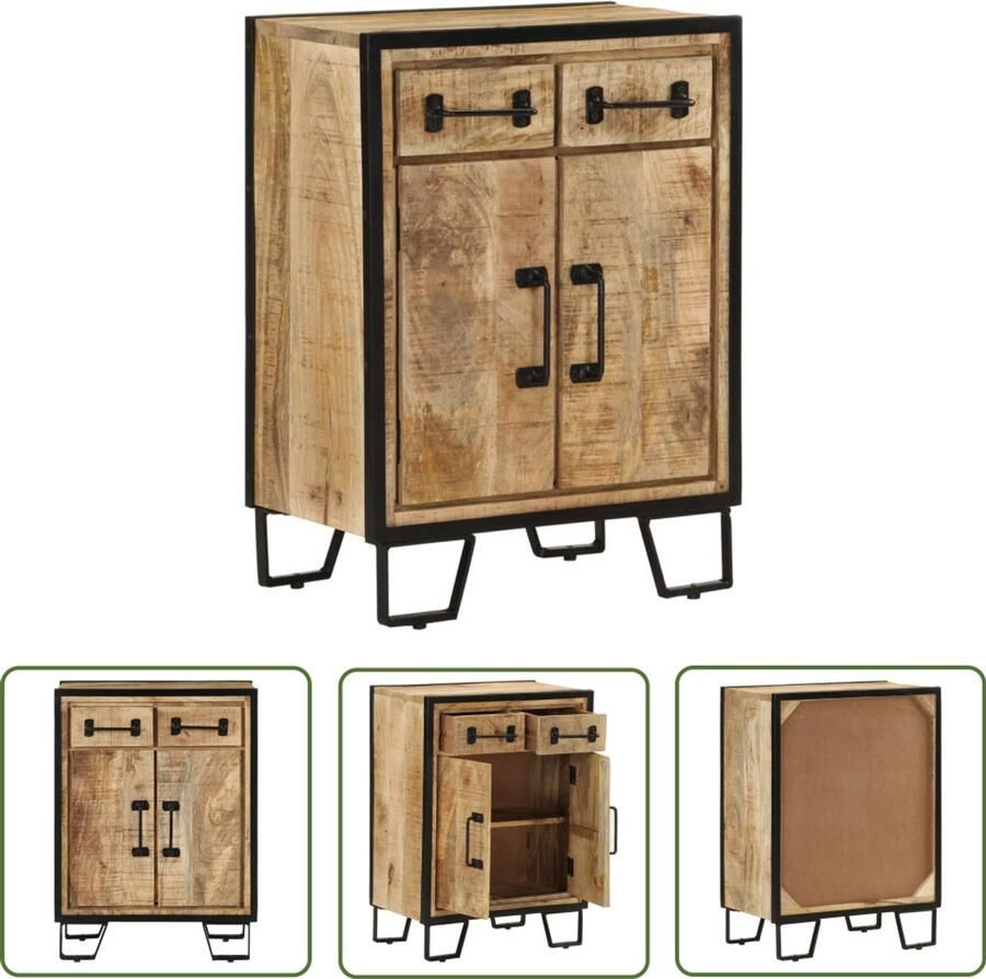 The Living Store Dressoir met 2 lades 53x31x72 cm massief mangohout en ijzer Dressoir Houten Dressoir Mango Wood Furniture Vintage Dressoir Salontafel
