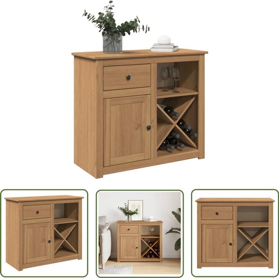 The Living Store Dressoir met lade Panama 93x40x80 cm massief grenenhout Dressoir Houten Dressoir Grenshout Dressoir Vintage Dressoir Landelijke Dressoir