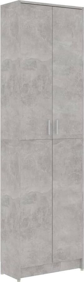 The Living Store Halkast Compact 55 x 25 x 189 cm Betongrijs Spaanplaat Met 5 vakken Halenkast Compact Kast Opbergkast Houten Kast Grijze Kast