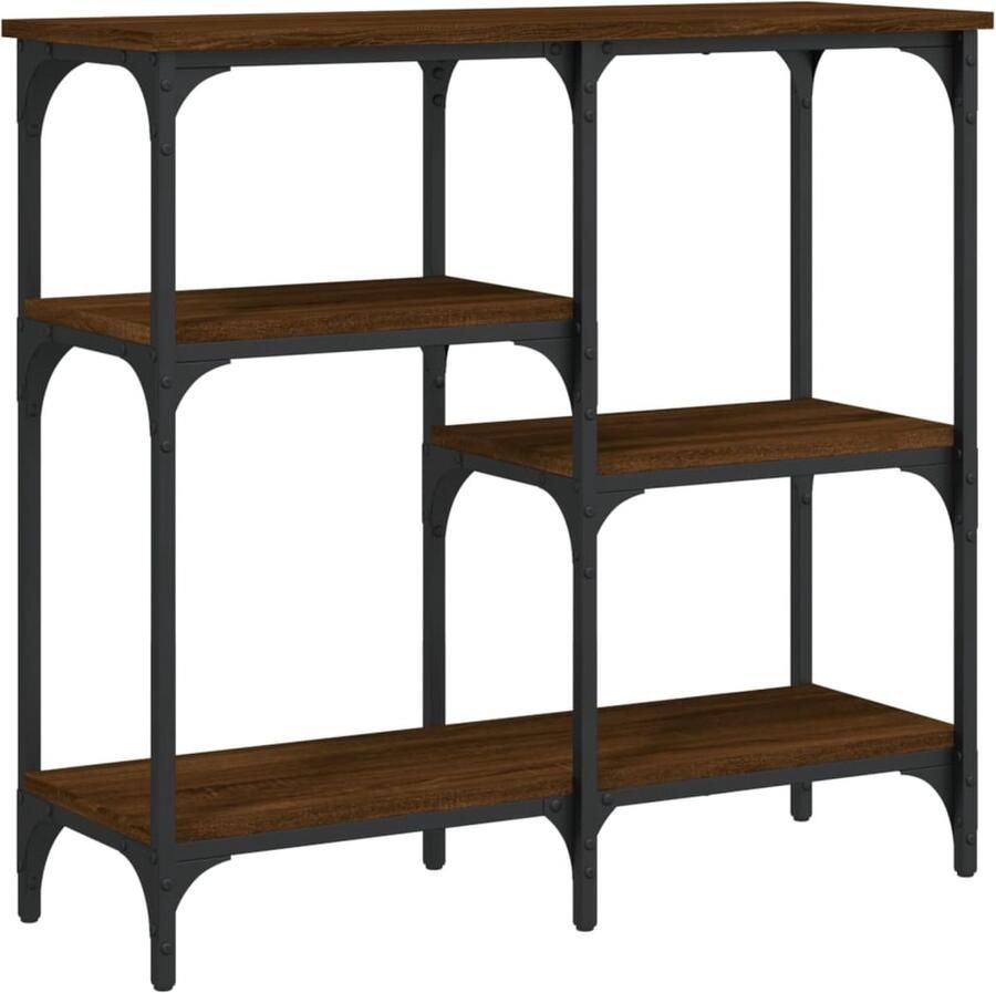 The Living Store Wandtafel Haltafel 80 x 29 x 75 cm Verstelbare poten Metalen frame Bruineiken Wandtafel Consoletafel Haltafel Bijzettafel Bruine Eiken