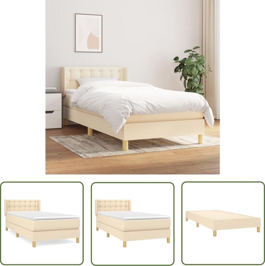The Living Store Boxspring Bed Crème 203 x 93 x 78 88 cm Pocketvering Matras Comfortabele Ondersteuning Huidvriendelijk Topmatras Boxspring Bed Creme Kleur Pocketvering Matras Boxspring Frame Tweepersoons Bed
