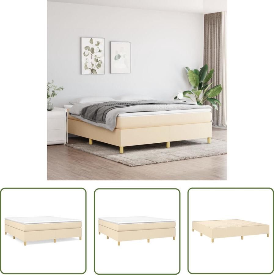 The Living Store Boxspring met matras stof crèmekleurig 160x200 cm Boxspring Boxsprings Bed Slaapmeubel Boxspringbed Boxspring Bed Tweepersoonsbed Bed Met Matras Bedframe Ledikant Bedden