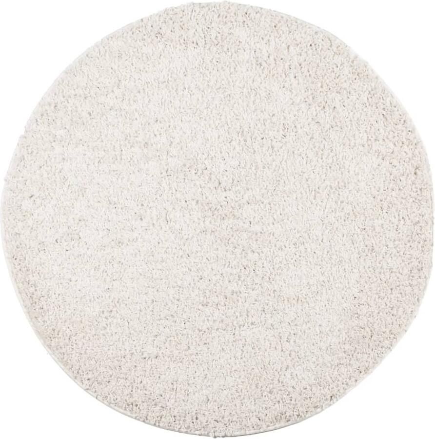 VidaXL Vloerkleed PAMPLONA Shaggy Ø 100 cm Crème Shaggy Vloerkleed Crème Kleur Vloerkleed Living Room Vloerkleed Slaapkamer Rond Vloerkleed - Foto 2