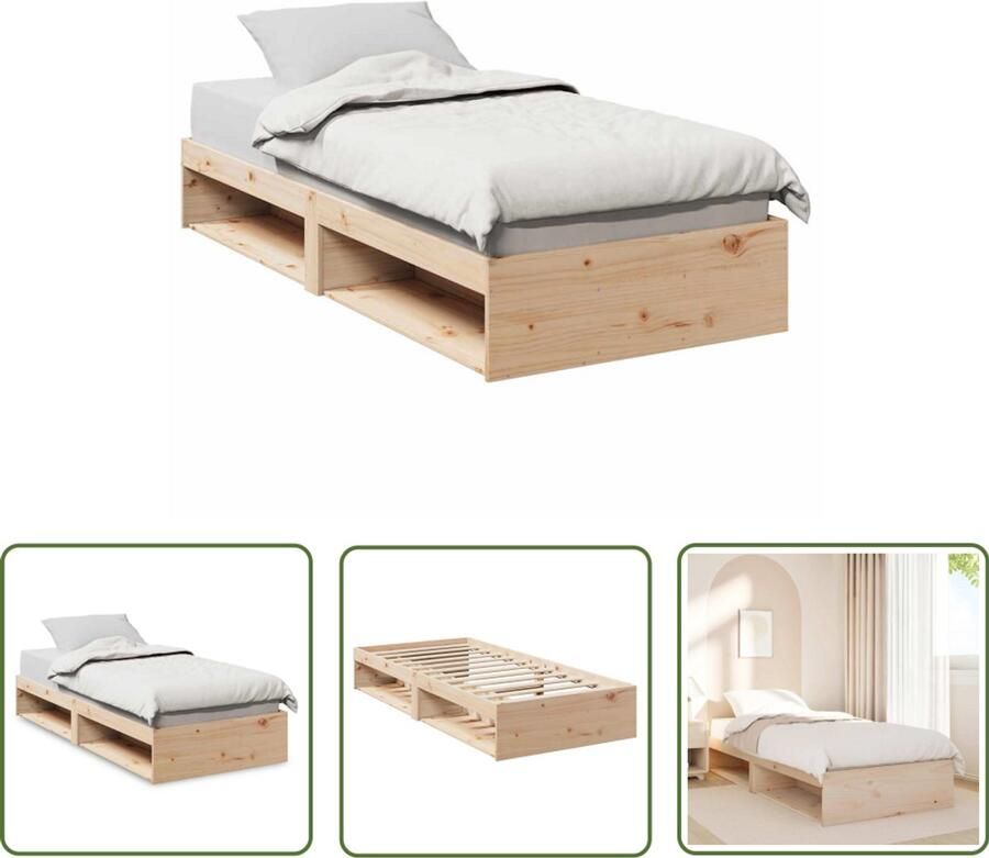 The Living Store Slaapbank zonder matras 90x200 cm massief grenenhout Slaapbank Dagbed Massief Hout Grenenhouten Bed Opbergruimte