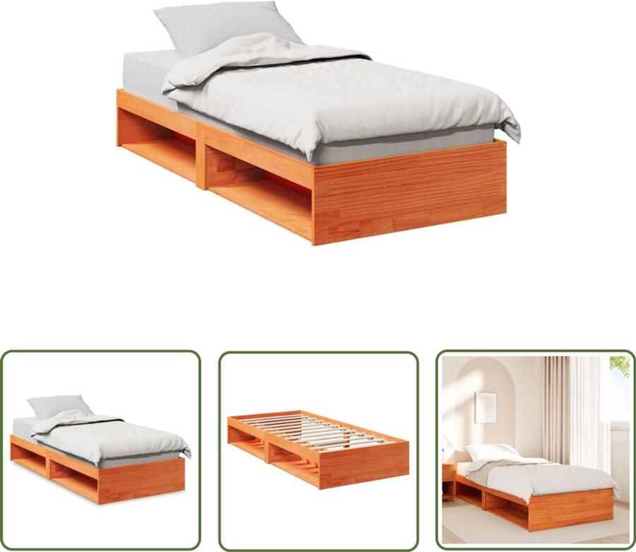 VidaXL Bedbank zonder matras wasbruin 100x200 cm massief grenenhout Bedbank Daybed Bed Frame Massief Hout Grenenhout