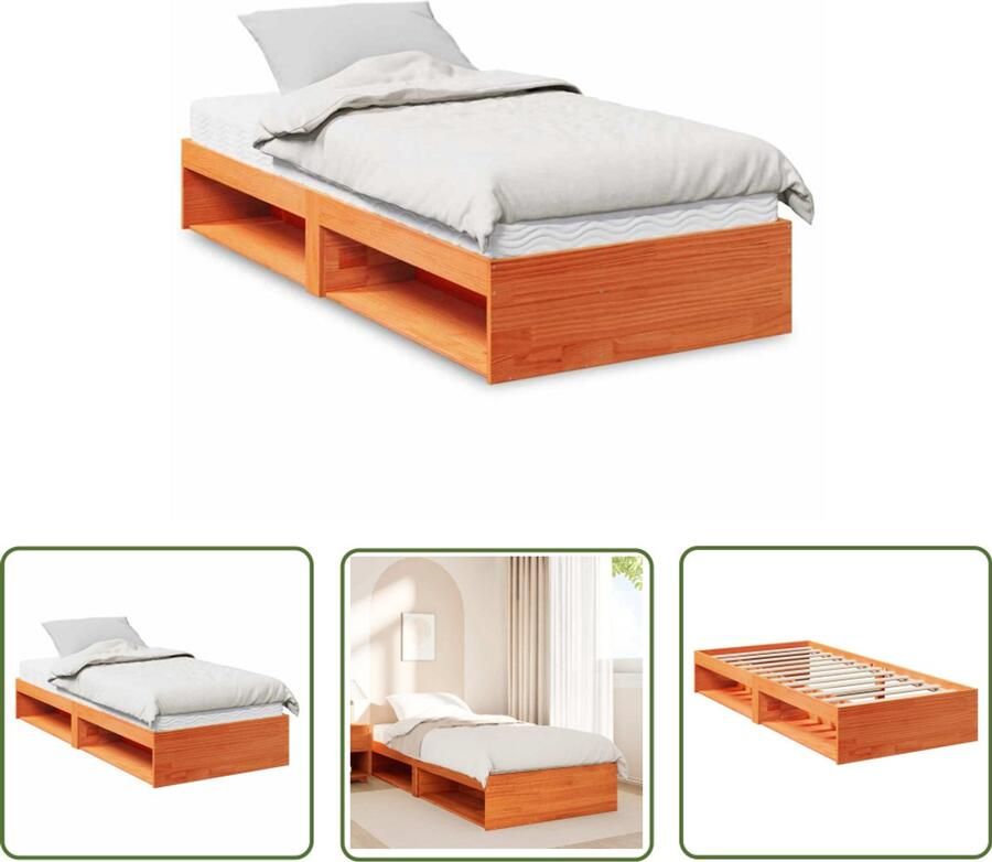 VidaXL Bedbank met matras Wasbruin 100x200 cm Slaapbank Daybed Bed Met Opbergruimte Tweepersoonsbed Hout Bed