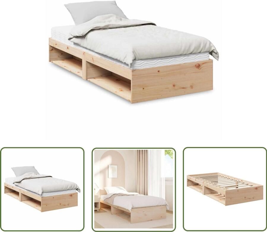 VidaXL Slaapbank met matras 90x190 cm massief grenenhout Slaapbank Daybed Massief Hout Grenenhout Opbergruimte