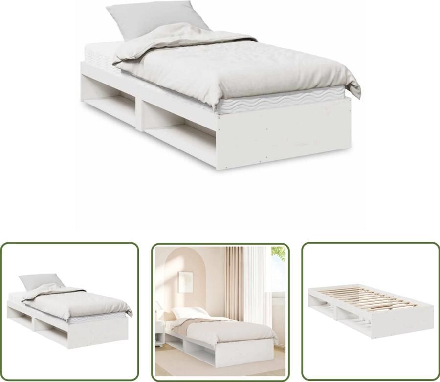 VidaXL Slaapbank 90x190 cm met Matras Wit Grenenhout Slaapbank Bankbed Tweepersoonsbed Wit Meubilair Houten Bed Frame Boxspring Guest Bed Compact Bed Stapelbaar Bed Moderne Slaapkamer Minimalistisch Design Budget Vriendelijk