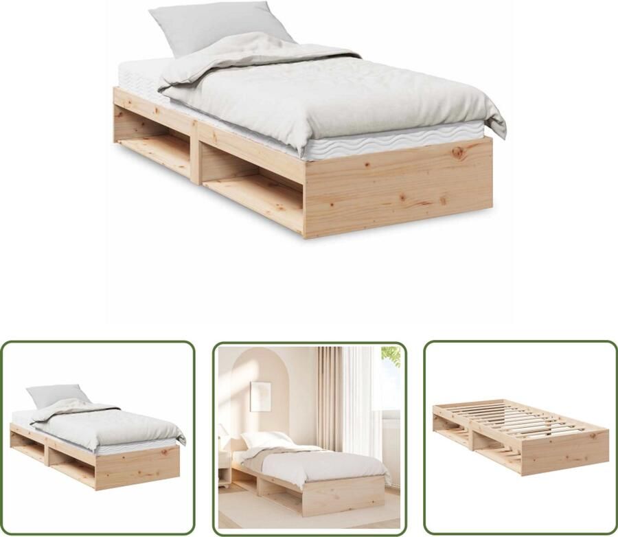 VidaXL Slaapbank met matras 90x200 cm massief grenenhout Slaapbank Daybed Massief Hout Grenenhout Opbergruimte