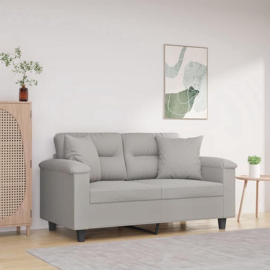 The Living Store Sierkussens Microvezel Inclusief PP-katoen inzetstukken Lichtgrijs 40 x 40 cm Set van 2 Sierkussens Decoratieve Kussens Microfiber Kussens Licht Grijze Kussens Voor Bank