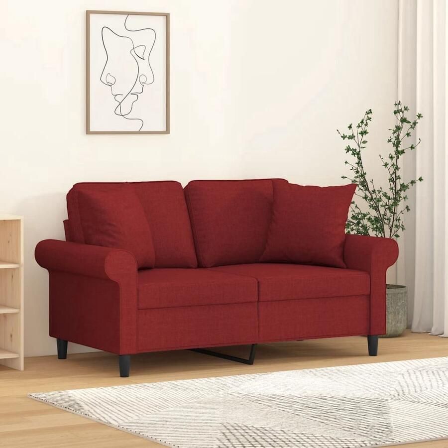 The Living Store Sierkussens 40x40 cm Wijnrood Duurzaam Met vulling Praktisch Polyester Set van 2 Sierkussens Decoratieve Kussens Velours Kussens Rode Kussens Voor Bank